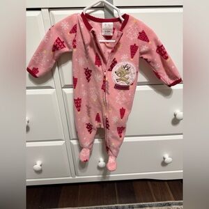 Koala baby Pink Holiday Footie with Reindeer
